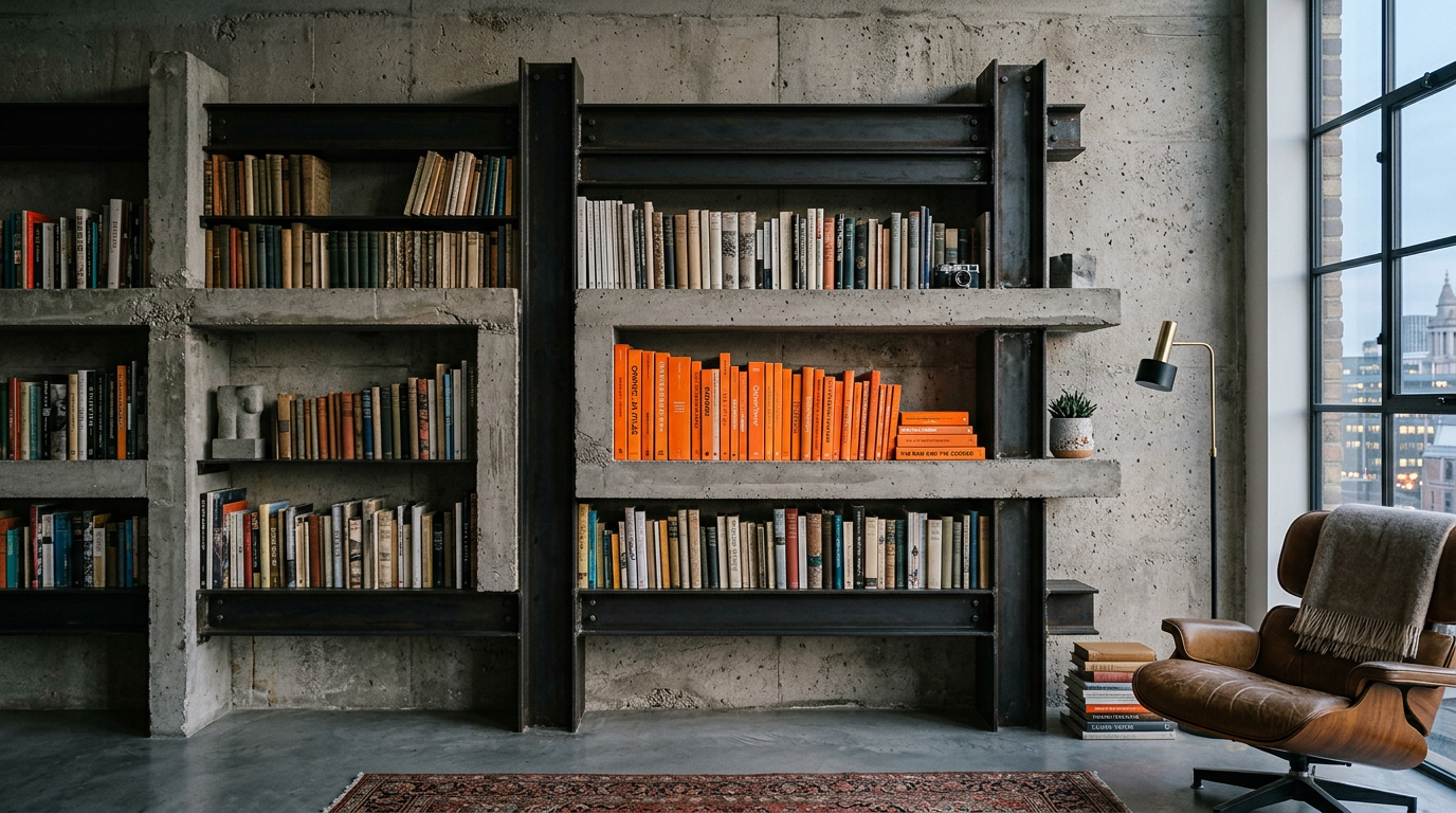 Studio shelf with books