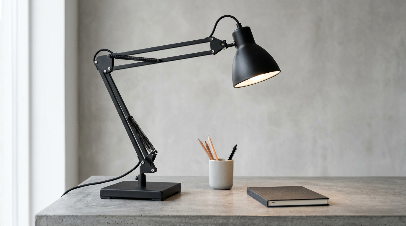 Black desk lamp square base minimal