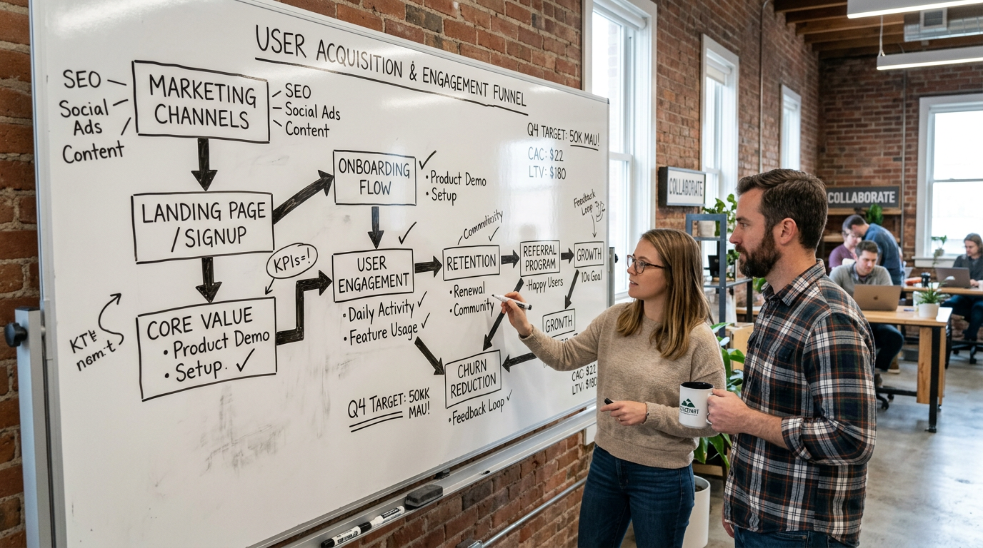 Bold flowchart on whiteboard markers